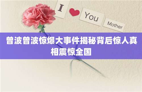 曾波曾波惊爆大事件揭秘背后惊人真相震惊全国