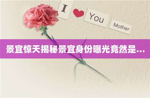 景宜惊天揭秘景宜身份曝光竟然是...