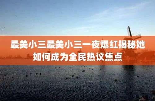 最美小三最美小三一夜爆红揭秘她如何成为全民热议焦点