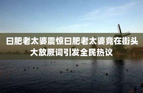 曰肥老太婆震惊曰肥老太婆竟在街头大放厥词引发全民热议