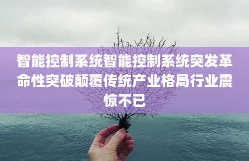智能控制系统智能控制系统突发革命性突破颠覆传统产业格局行业震惊不已