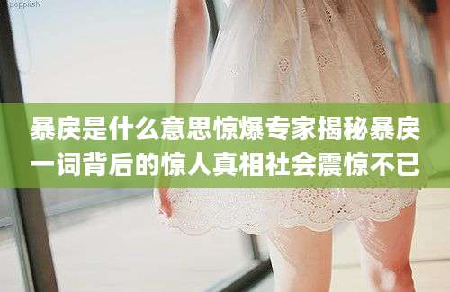 暴戾是什么意思惊爆专家揭秘暴戾一词背后的惊人真相社会震惊不已