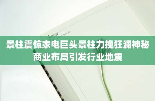 景柱震惊家电巨头景柱力挽狂澜神秘商业布局引发行业地震