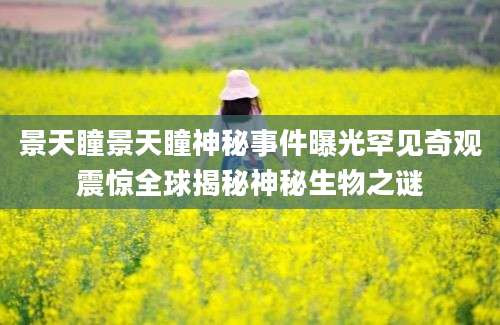 景天瞳景天瞳神秘事件曝光罕见奇观震惊全球揭秘神秘生物之谜