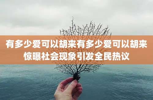 有多少爱可以胡来有多少爱可以胡来惊曝社会现象引发全民热议