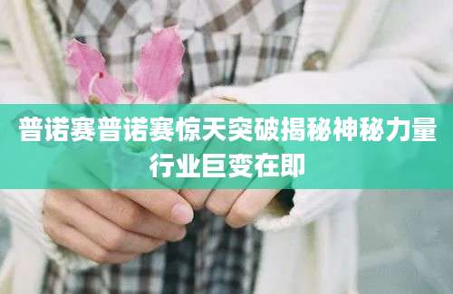普诺赛普诺赛惊天突破揭秘神秘力量行业巨变在即