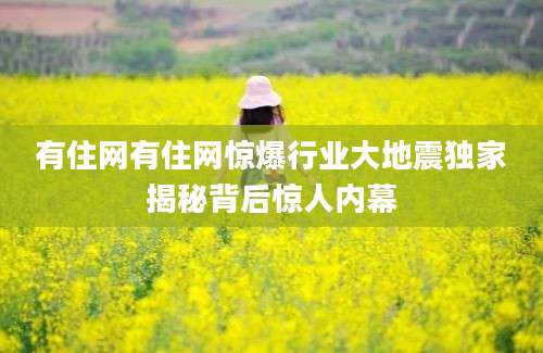 有住网有住网惊爆行业大地震独家揭秘背后惊人内幕