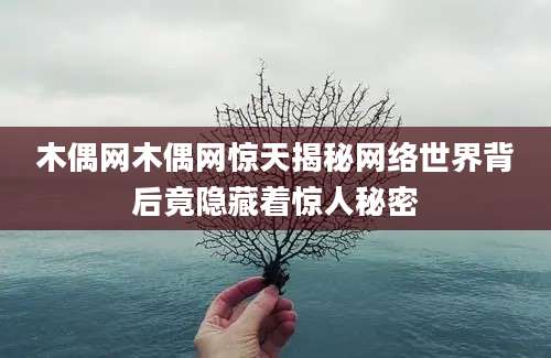 木偶网木偶网惊天揭秘网络世界背后竟隐藏着惊人秘密