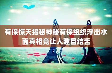 有保惊天揭秘神秘有保组织浮出水面真相竟让人瞠目结舌