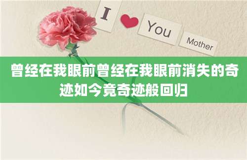 曾经在我眼前曾经在我眼前消失的奇迹如今竟奇迹般回归