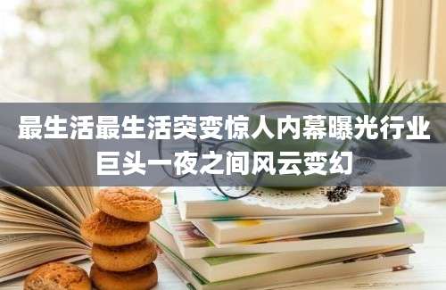 最生活最生活突变惊人内幕曝光行业巨头一夜之间风云变幻
