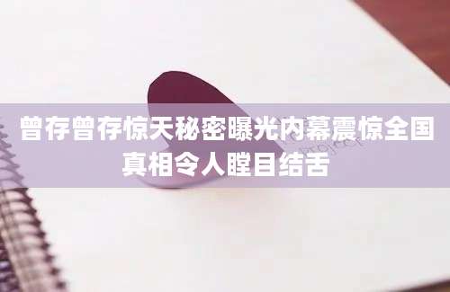 曾存曾存惊天秘密曝光内幕震惊全国真相令人瞠目结舌