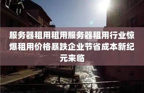 服务器租用租用服务器租用行业惊爆租用价格暴跌企业节省成本新纪元来临