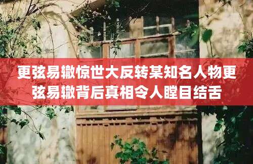 更弦易辙惊世大反转某知名人物更弦易辙背后真相令人瞠目结舌