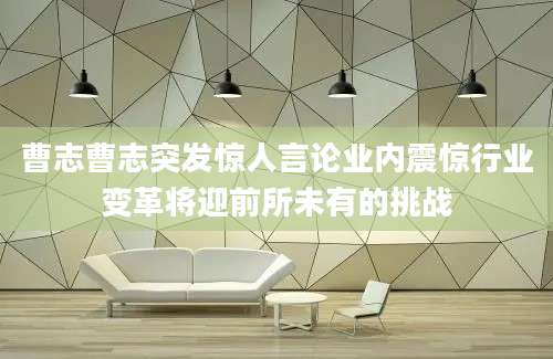 曹志曹志突发惊人言论业内震惊行业变革将迎前所未有的挑战