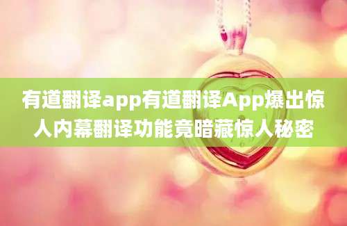 有道翻译app有道翻译App爆出惊人内幕翻译功能竟暗藏惊人秘密