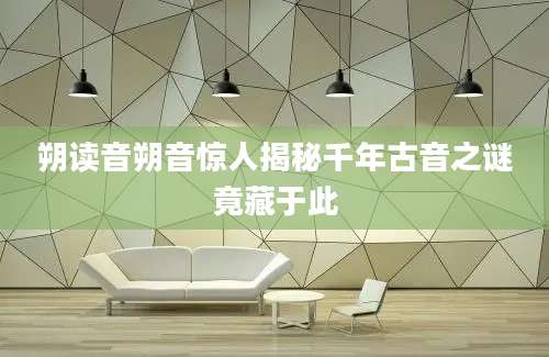 朔读音朔音惊人揭秘千年古音之谜竟藏于此