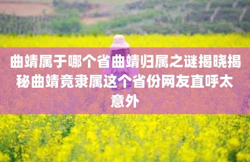 曲靖属于哪个省曲靖归属之谜揭晓揭秘曲靖竟隶属这个省份网友直呼太意外
