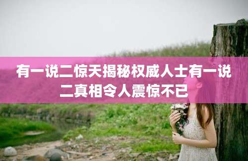 有一说二惊天揭秘权威人士有一说二真相令人震惊不已