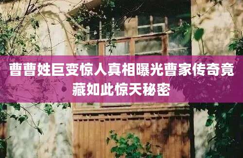 曹曹姓巨变惊人真相曝光曹家传奇竟藏如此惊天秘密