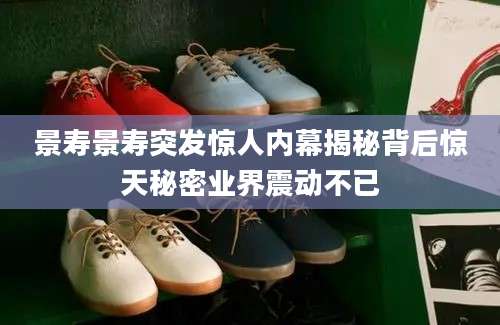景寿景寿突发惊人内幕揭秘背后惊天秘密业界震动不已