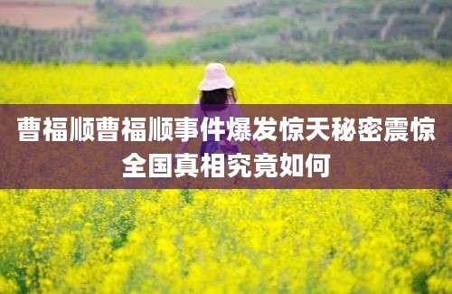 曹福顺曹福顺事件爆发惊天秘密震惊全国真相究竟如何