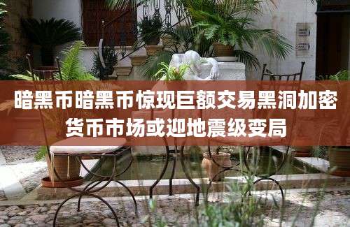 暗黑币暗黑币惊现巨额交易黑洞加密货币市场或迎地震级变局