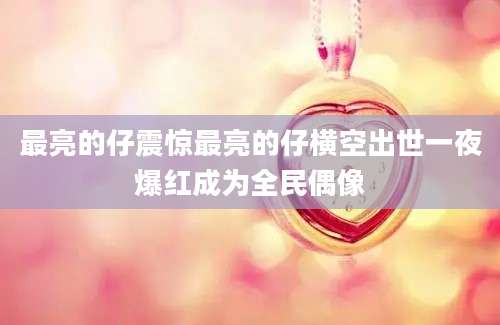 最亮的仔震惊最亮的仔横空出世一夜爆红成为全民偶像