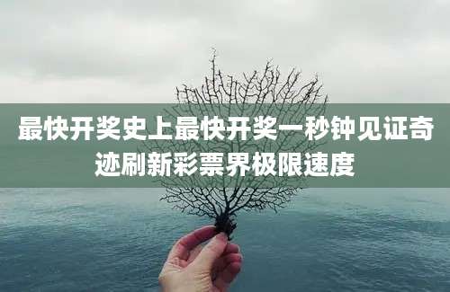 最快开奖史上最快开奖一秒钟见证奇迹刷新彩票界极限速度