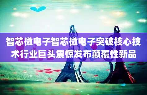 智芯微电子智芯微电子突破核心技术行业巨头震惊发布颠覆性新品