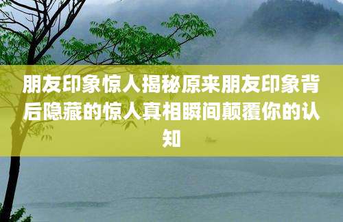朋友印象惊人揭秘原来朋友印象背后隐藏的惊人真相瞬间颠覆你的认知