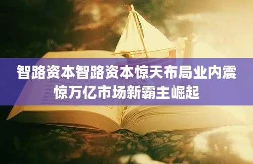 智路资本智路资本惊天布局业内震惊万亿市场新霸主崛起