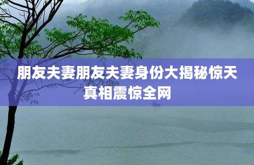 朋友夫妻朋友夫妻身份大揭秘惊天真相震惊全网