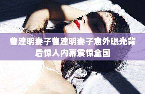 曹建明妻子曹建明妻子意外曝光背后惊人内幕震惊全国