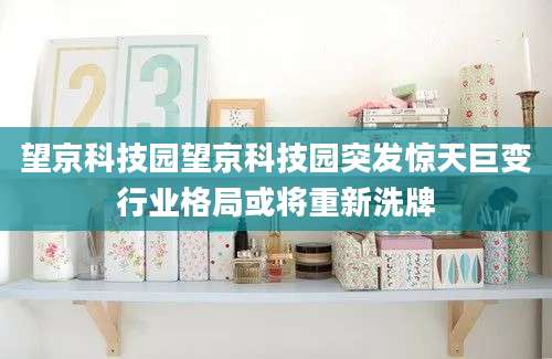 望京科技园望京科技园突发惊天巨变行业格局或将重新洗牌