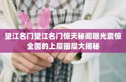 望江名门望江名门惊天秘闻曝光震惊全国的上层圈层大揭秘